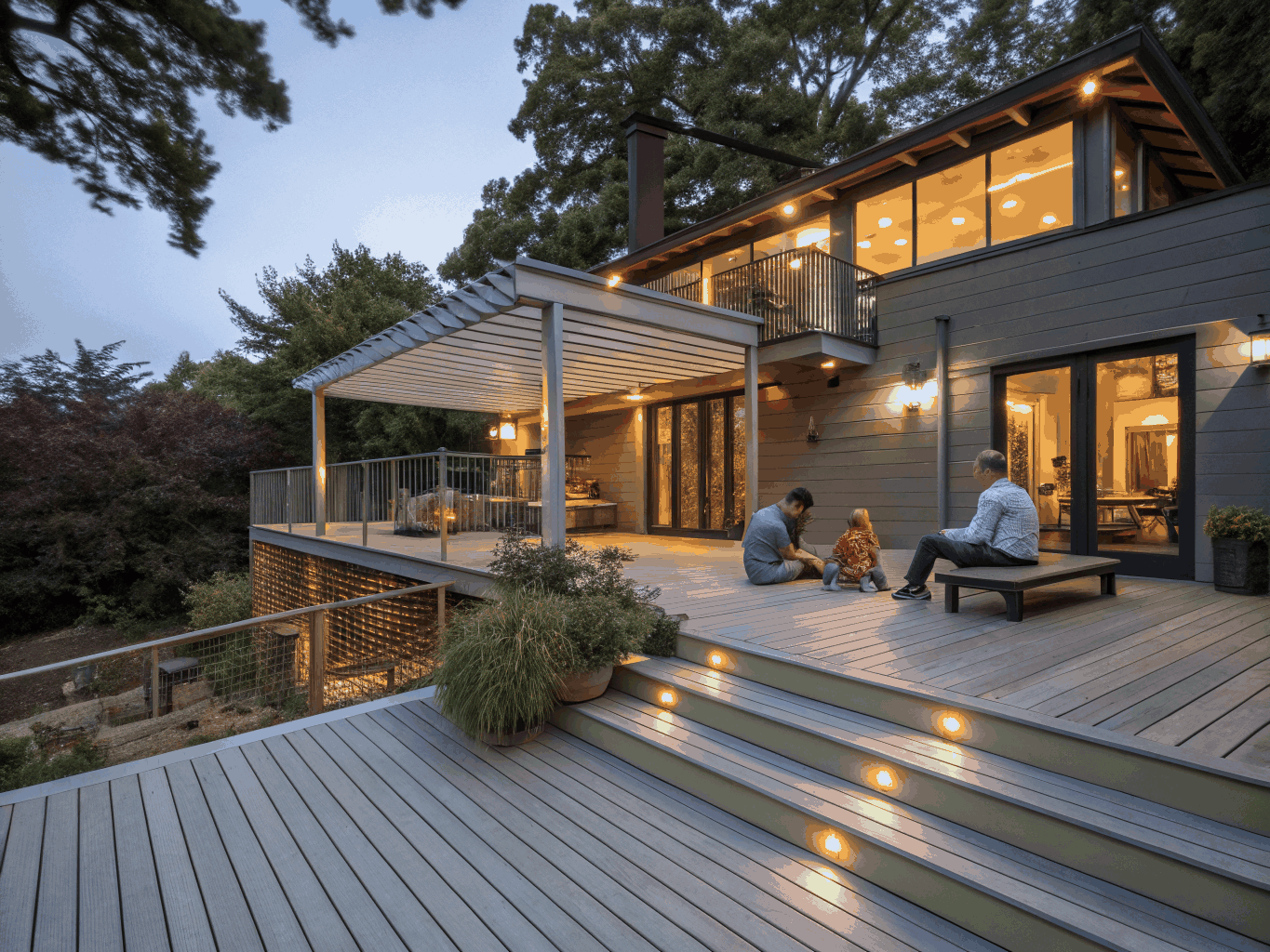 Spacious multi-level composite deck overlooking Georgia woods