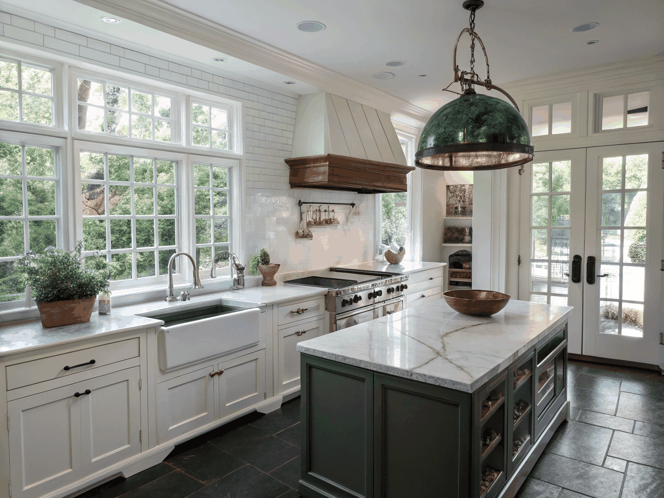 Custom kitchen renovation with large island and warm wood cabinetry in Acworth Georgia