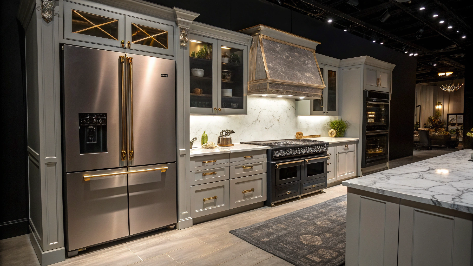 Panel-ready integrated refrigerator and custom range hood enclosure