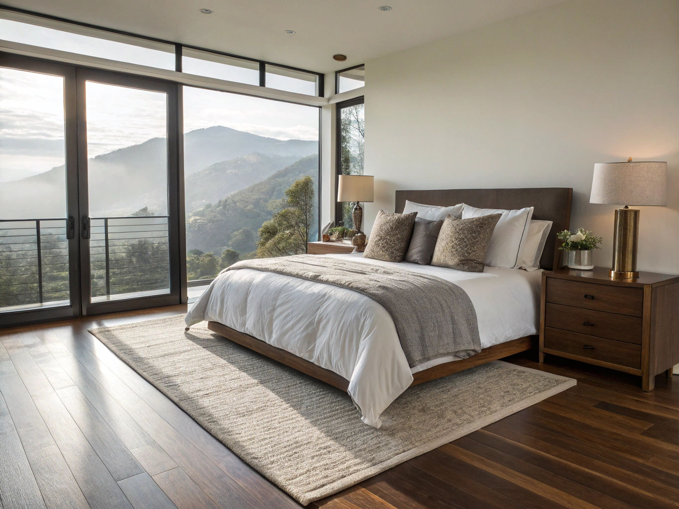 Luxury primary bedroom suite renovation with custom millwork and sitting area